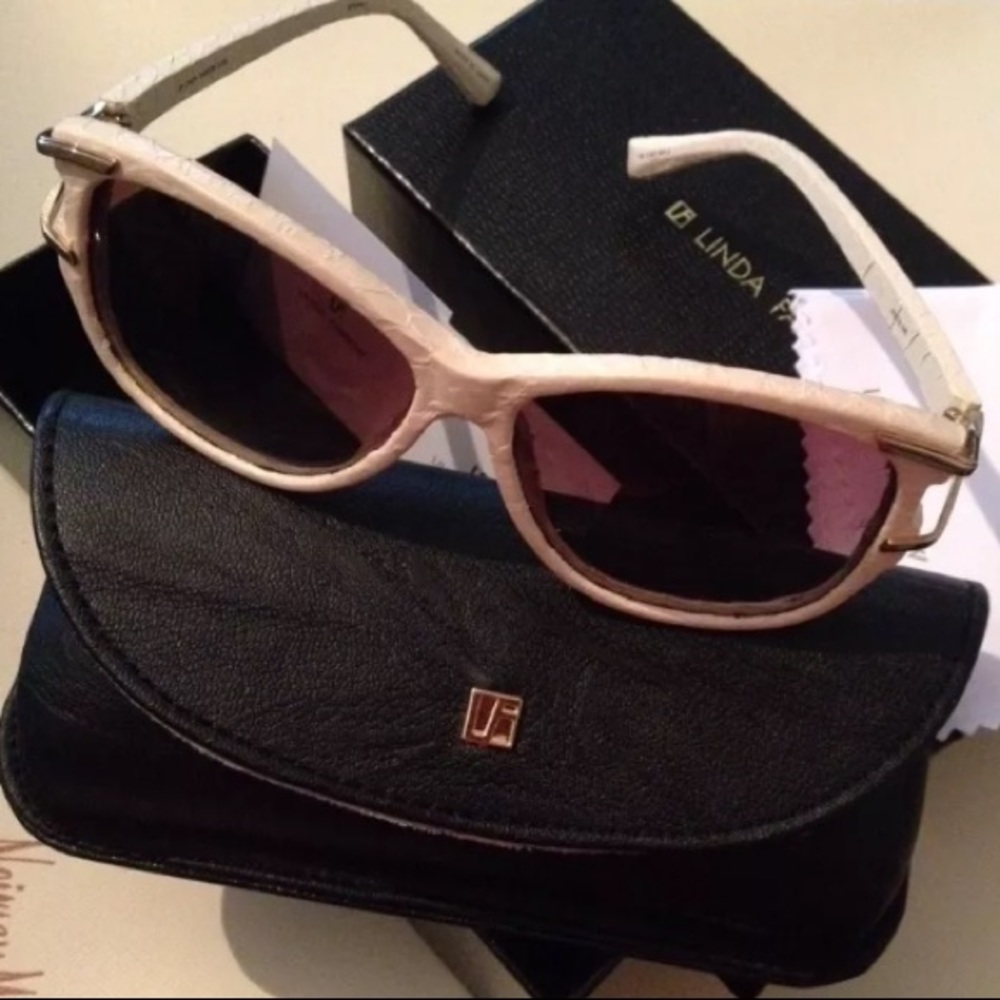 Linda Farrow Luxe Ivory Snakeskin Sunglasses 😎